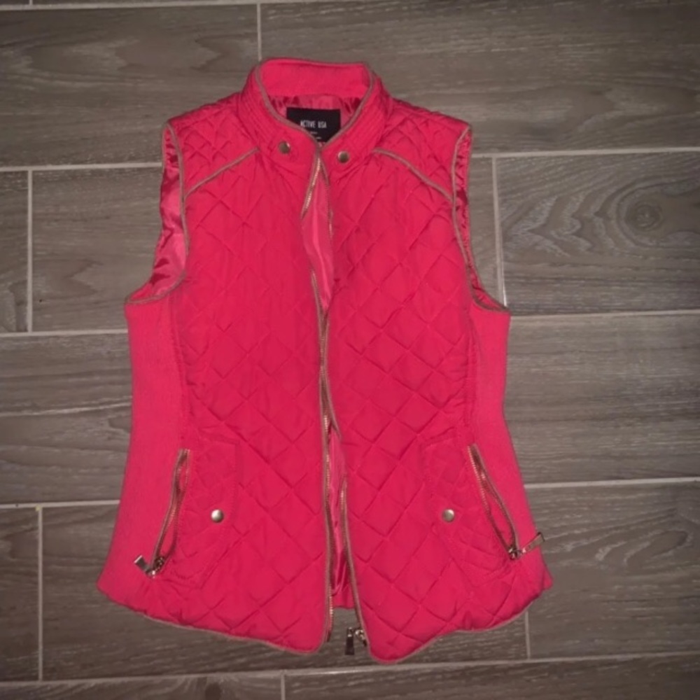 Red puffer vest